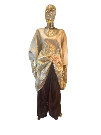 one size luxury brocade outfit, created with elegant volume