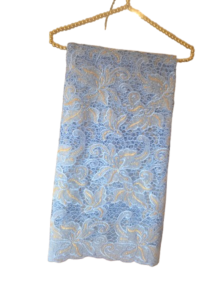 classic embroidered lace fabric with stones