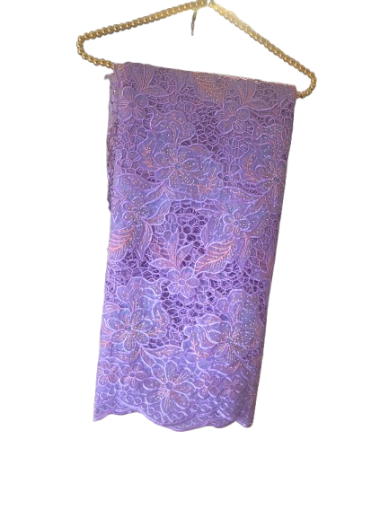 Classic embroidered lace fabric with stones