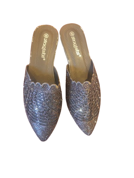 Women gold/pink glitter slip-in-shoes, size 40