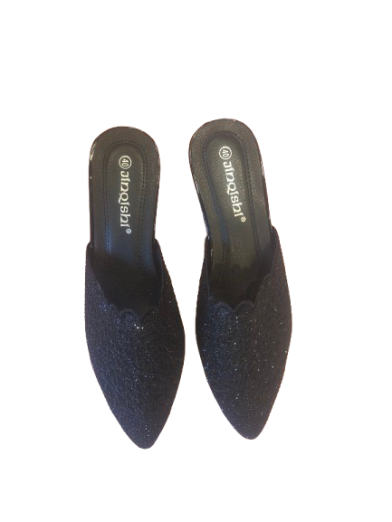 women black glitter bling slip-in-shoes, size 40