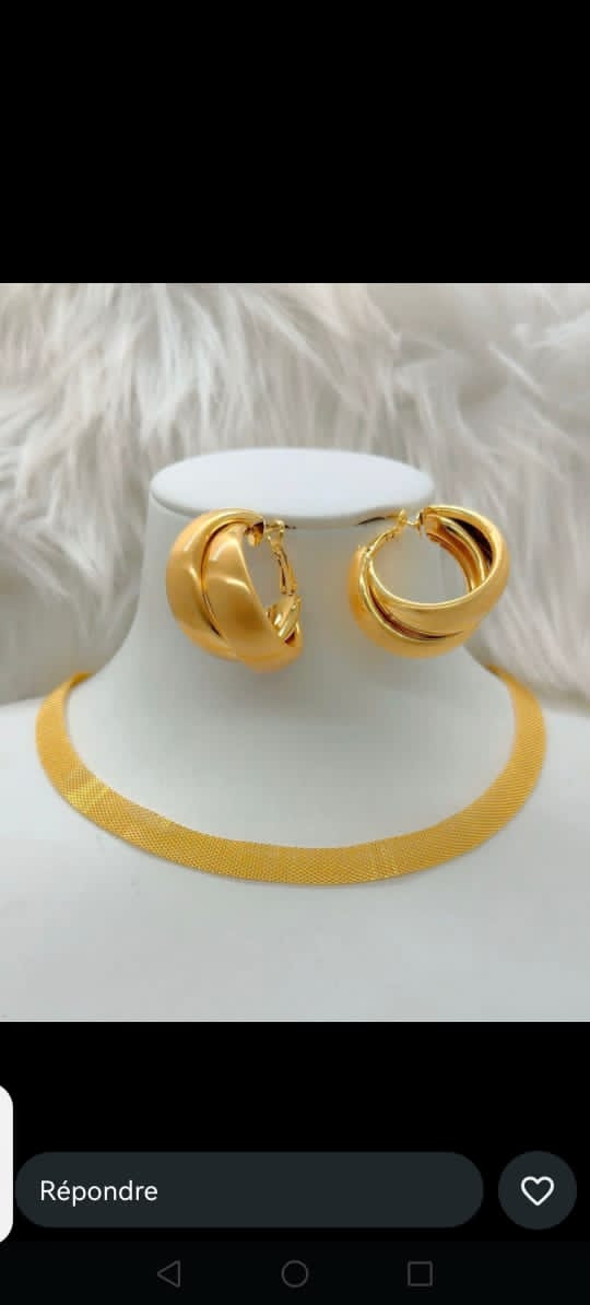 gold plated necklace and Earring set