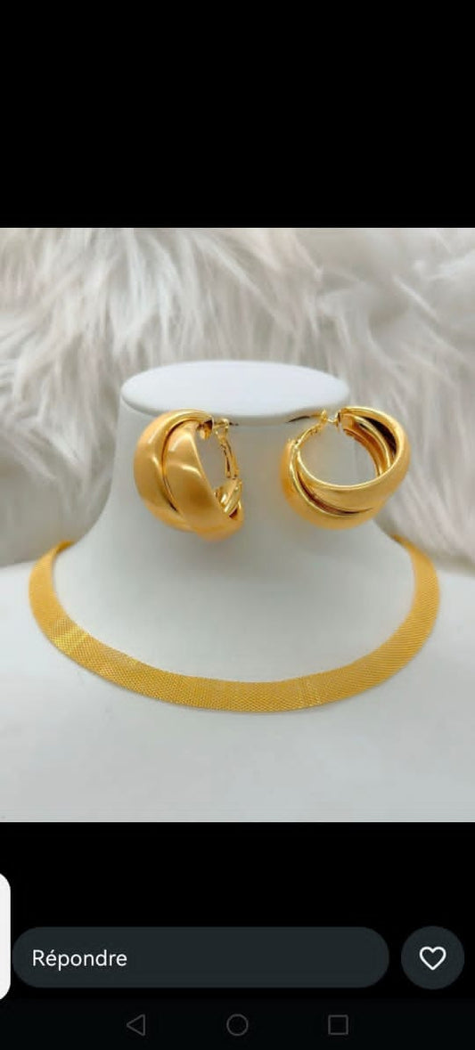 gold plated necklace and Earring set