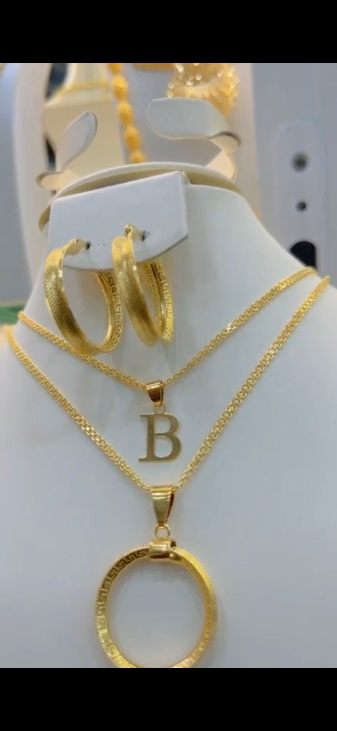 gold plated initial jewelry set