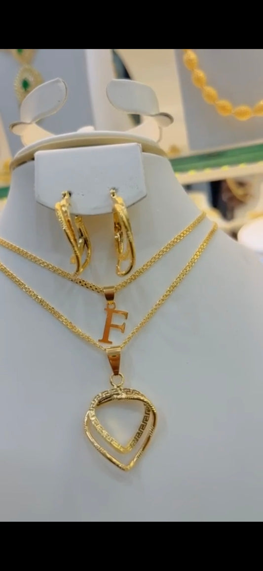 gold plated initial jewelry set