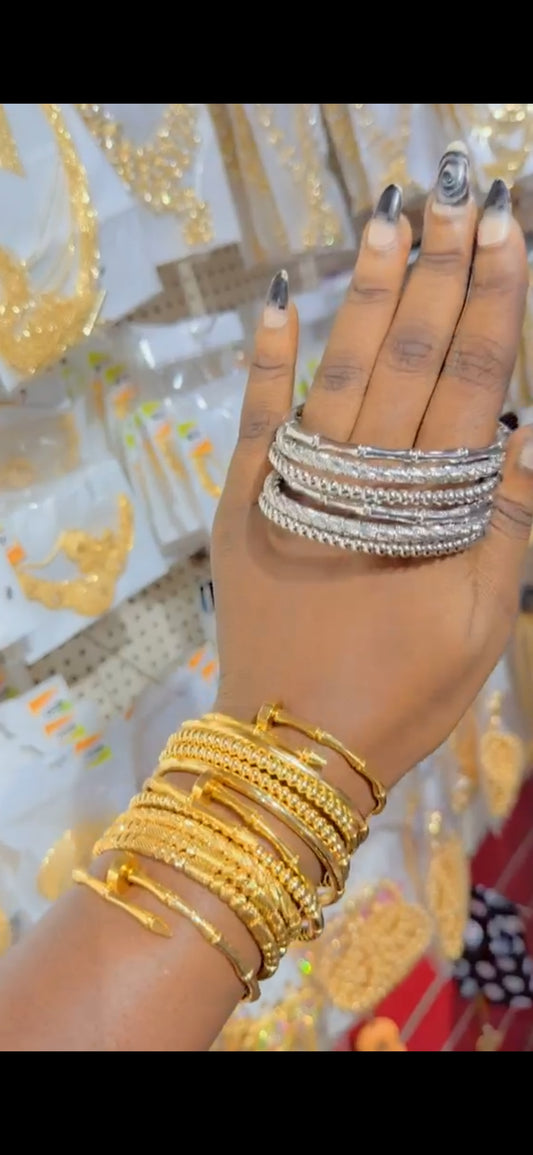 set of 6 silver fashion bangles